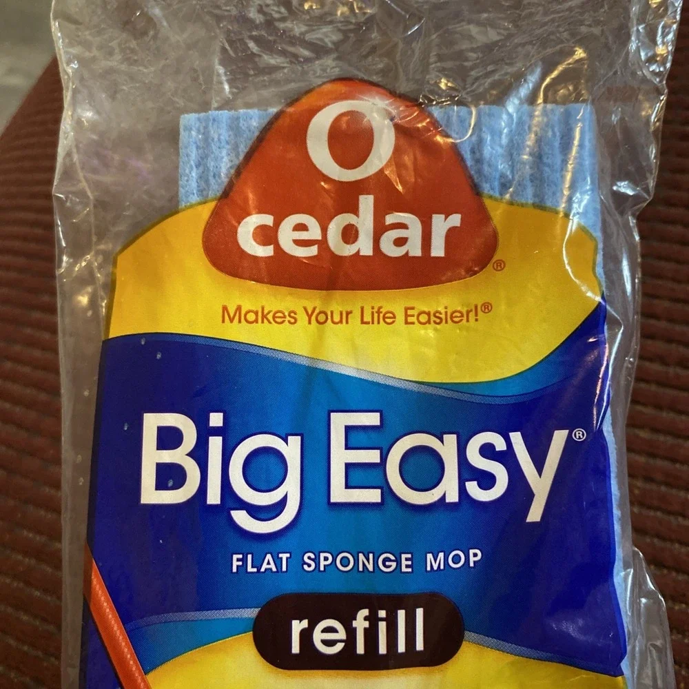 NEW SEALED! O-CEDAR BIG EASY FLAT SPONGE MOP REFILL SNAP-IN TABS DISCONTINUED